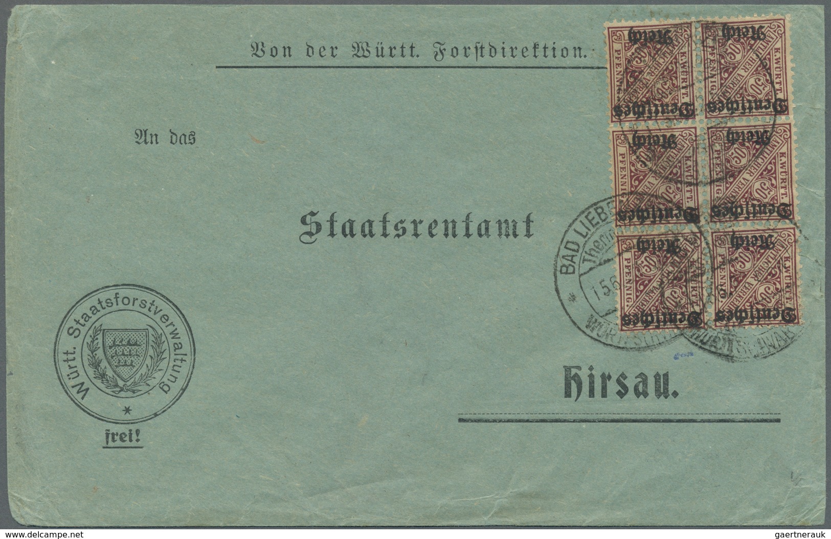 Br Deutsches Reich - Dienstmarken: 1920, 50 Pf Braunkarmin, 6er-Block Als Portogerechte MeF Auf Brief V - Dienstmarken