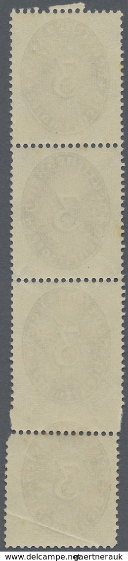 ** Deutsches Reich - Dienstmarken: 1927,  Ovalausgabe 3 Pf. Braun Strohhutmuster Im Senkrechten Vierers - Dienstmarken