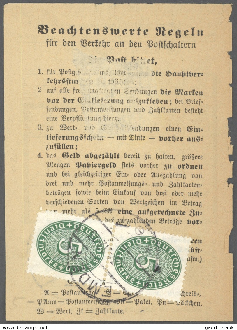 Br Deutsches Reich - Dienstmarken: 1927, 5 Pfg. Strohhutmuster Im Senkrechten Paar Als Portogerechte Ve - Service