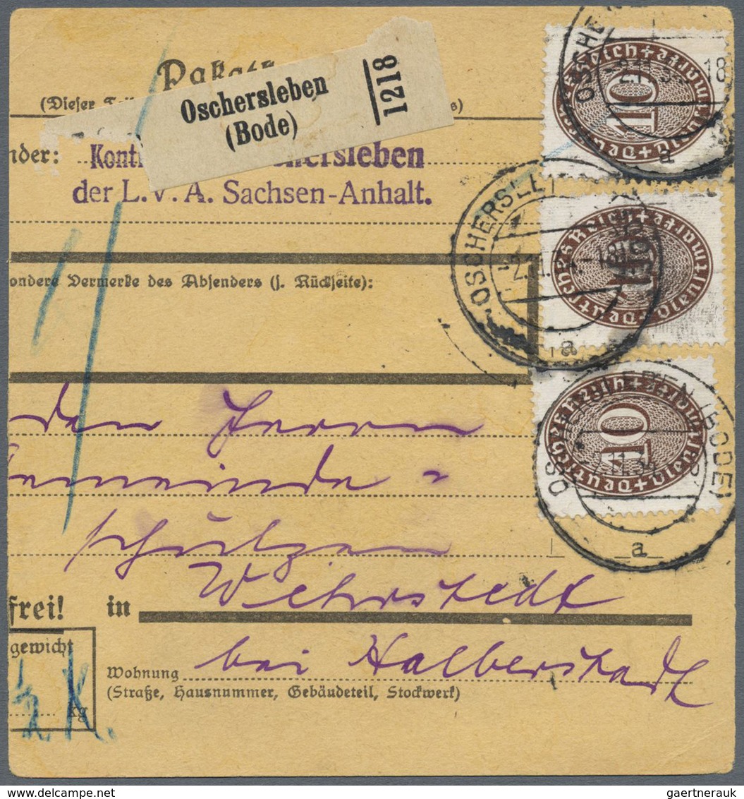 Br Deutsches Reich - Dienstmarken: 1933, 10 Pf Dunkelsiena, 3 Stück Als Portogerechte MeF Auf Paketkart - Servizio