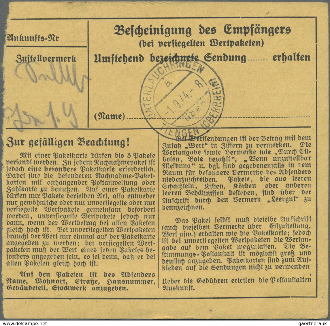 Br Deutsches Reich - Dienstmarken: 1934, 40 Pf Dunkellila, Partie Mit 3 Versch. Paketkarten, Dabei Einz - Servizio