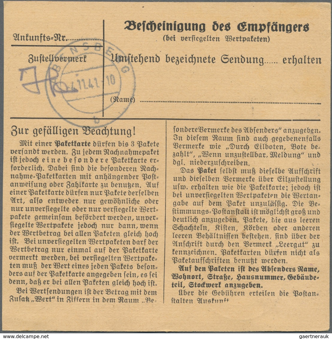 Br Deutsches Reich - Dienstmarken: 1934, 40 Pf Dunkellila, Partie Mit 3 Versch. Paketkarten, Dabei Einz - Servizio