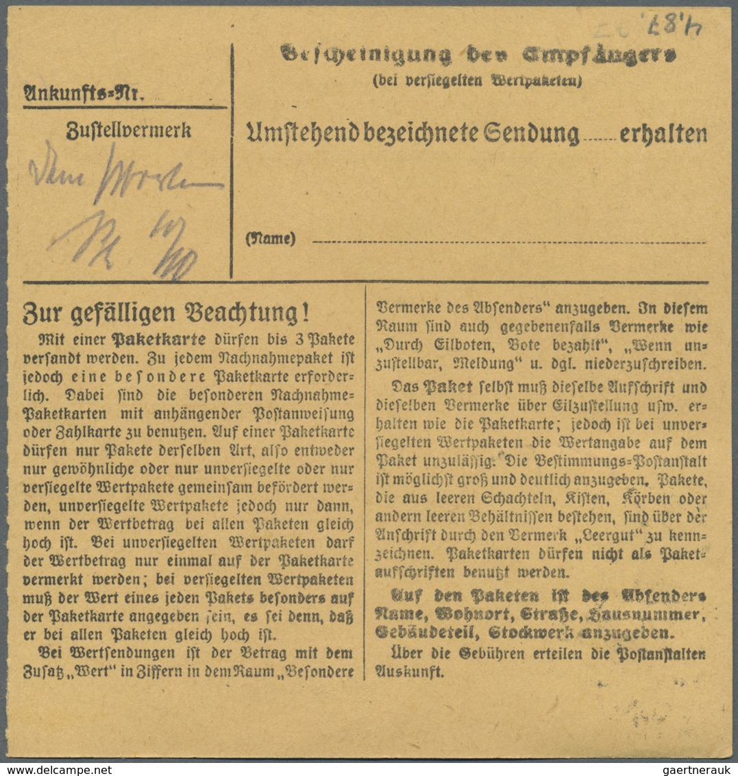 Br Deutsches Reich - Dienstmarken: 1934, 50 Pf Dkl'gelborange, 2 Stück Als MeF Auf Paketkarte Von Dresd - Servizio