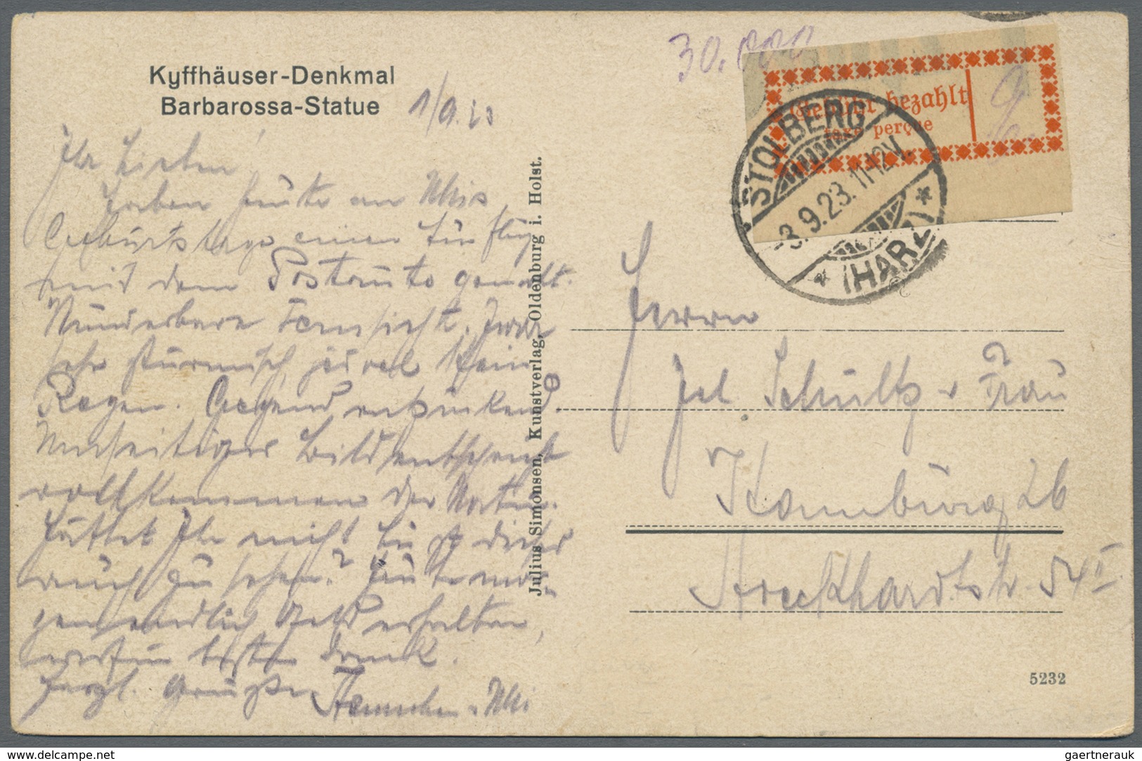 Br Deutsches Reich - Lokalausgaben 1918/23: HALLE (SAALE) OPD: 1923,  Gebührenzettel Karmin In Type I B - Briefe U. Dokumente
