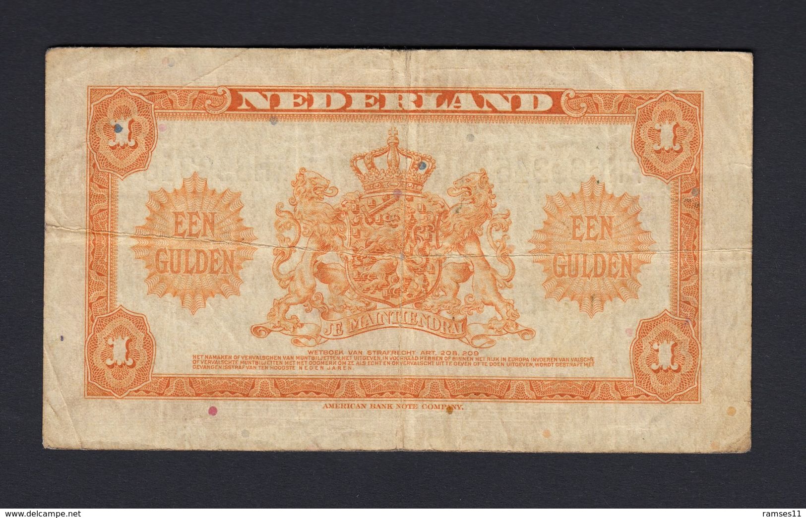 NIEDERLANDE - NETHERLANDS - 1 Gulden 1943 - 1 Gulde