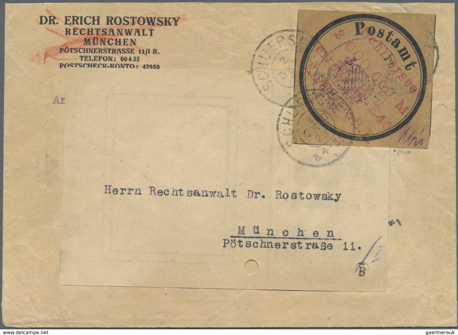 Br Deutsches Reich - Lokalausgaben 1918/23: SCHLIERSEE: 1923, Postsackverschlußzettel Mit Eindruck "K.B - Storia Postale