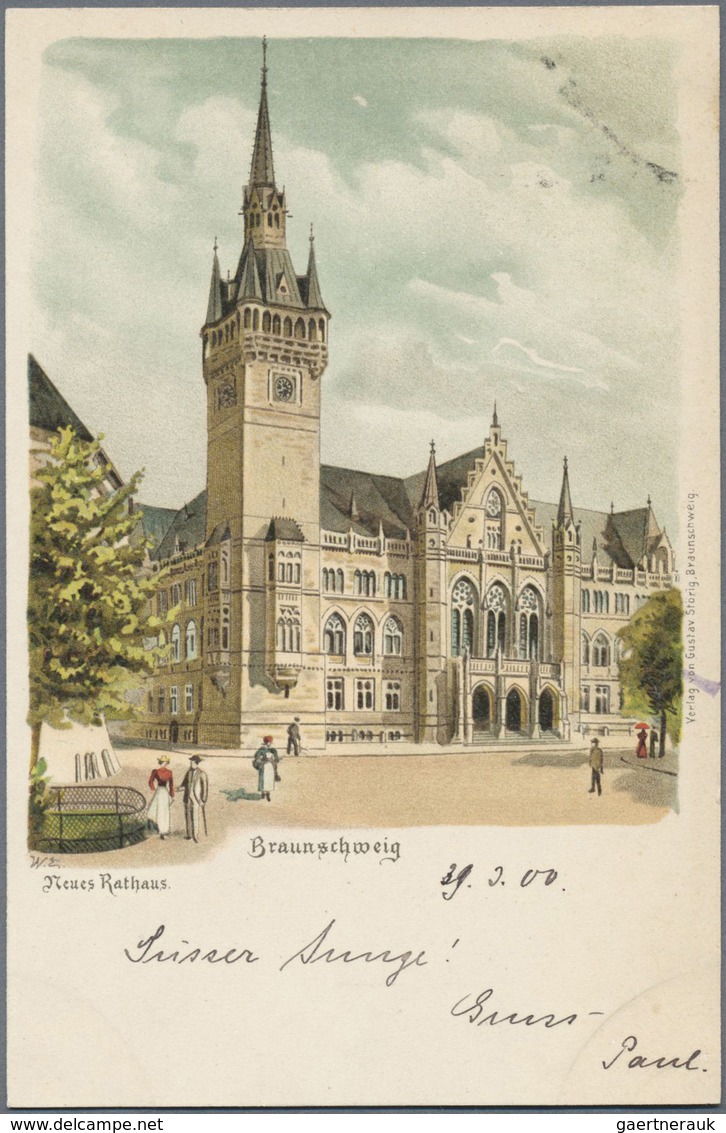 /GA Deutsches Reich - Privatpost (Stadtpost): BRAUNSCHWEIG: 1898/1900, 4 Gelaufene Ansichtskarten, Dabei - Posta Privata & Locale