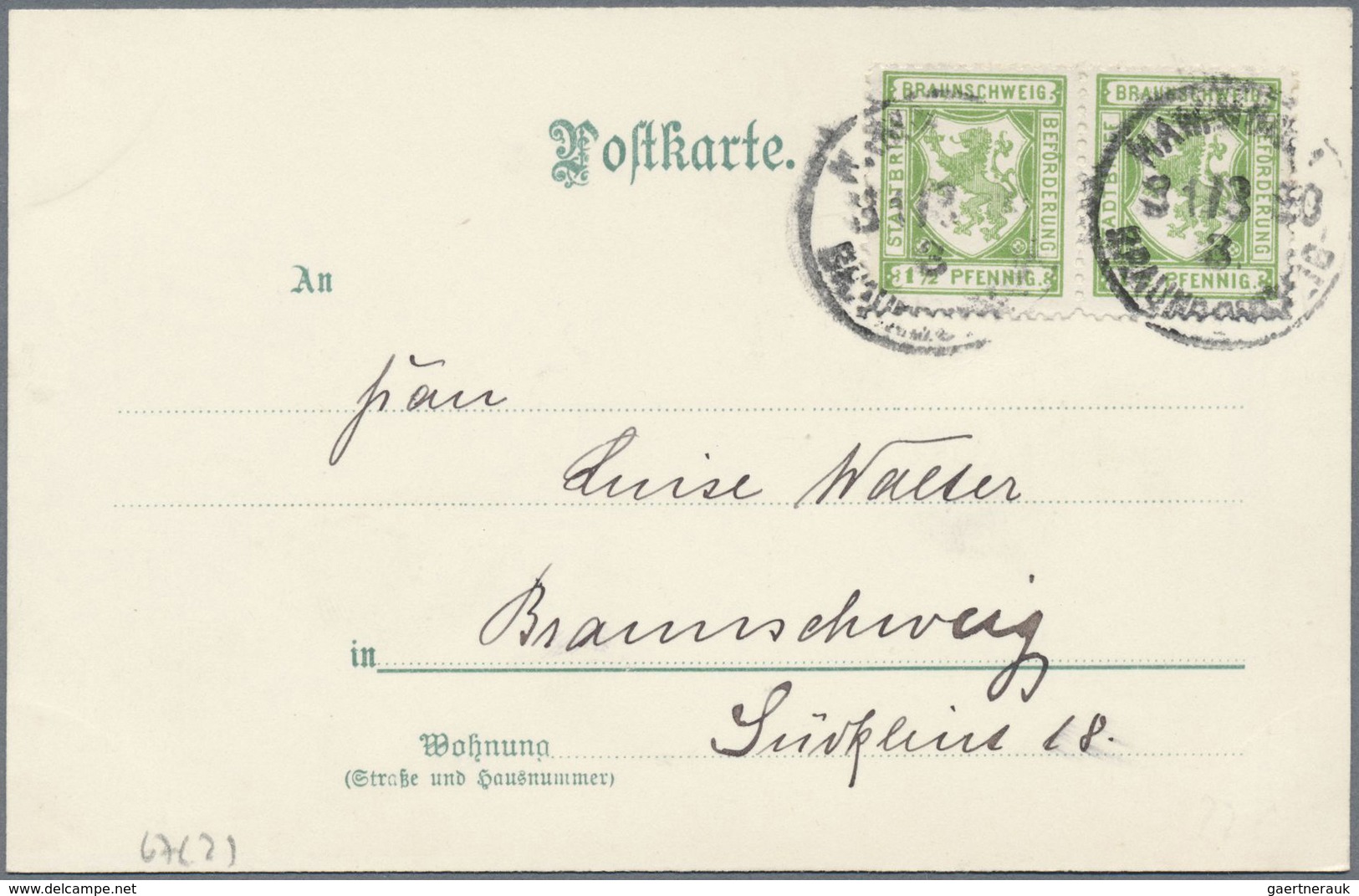 Deutsches Reich - Privatpost (Stadtpost): BRAUNSCHWEIG: 1898/1900, 4 gelaufene Ansichtskarten, davon