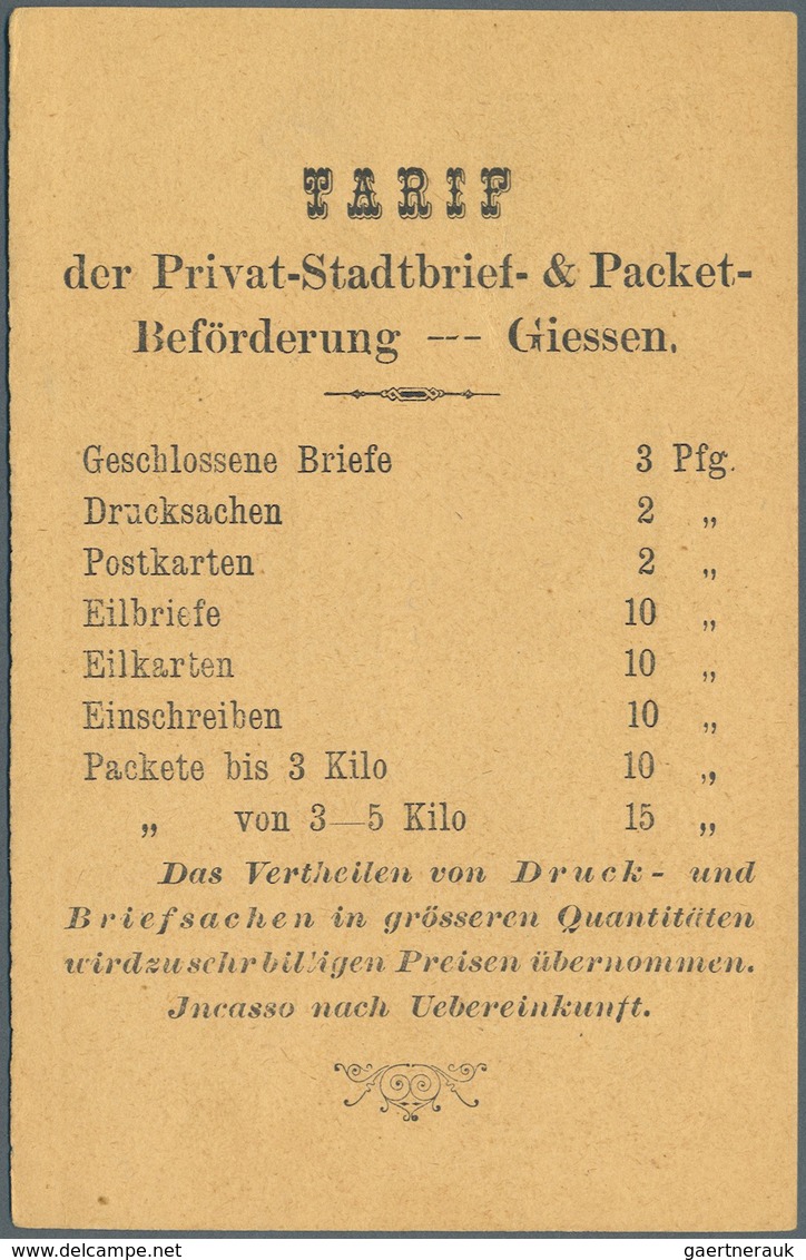 GA Deutsches Reich - Privatpost (Stadtpost): GIESSEN : Postkarte P4 Der Hammonia Hamburg, Ohne Aufdruck - Privatpost