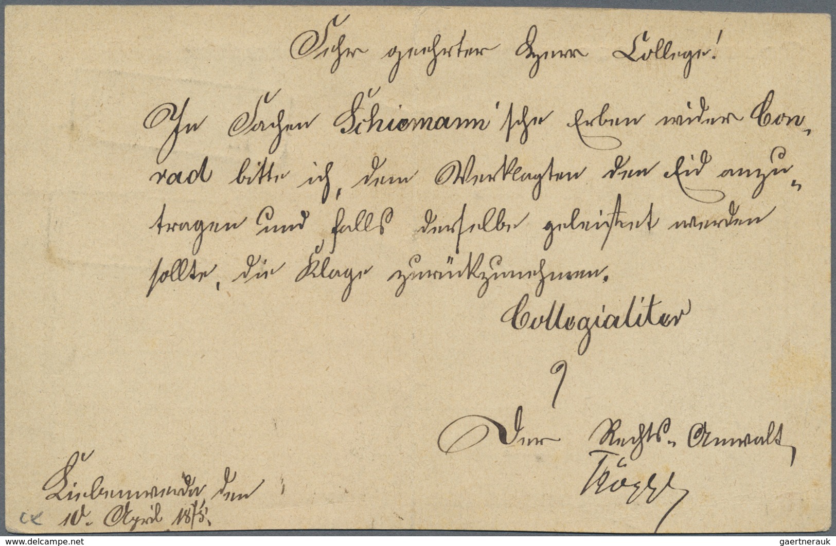 GA Deutsches Reich - Ganzsachen: 1873, 1/2 Gr GA-Karte Als Einschreiben Mit Zusatzfrankatur Grosser Sch - Autres & Non Classés
