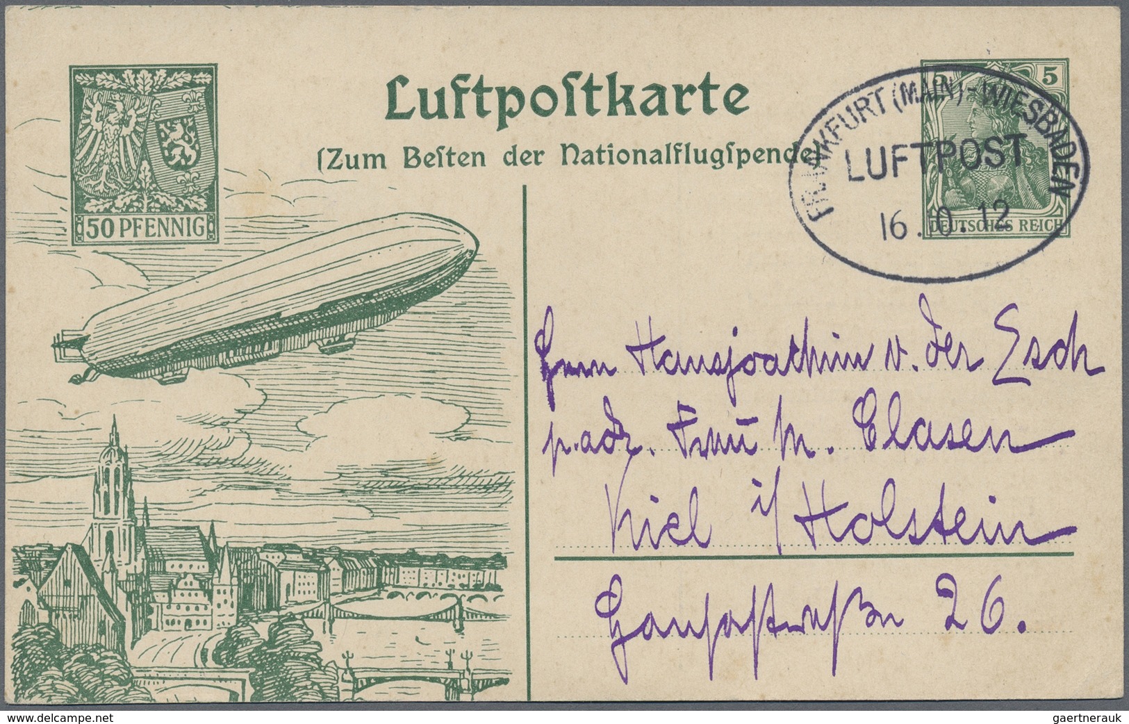 GA Deutsches Reich - Ganzsachen: 1912, 5 Pf Germania Auf Sonderpostkarte Mit Zeppelinabbildung Zur Nati - Sonstige & Ohne Zuordnung