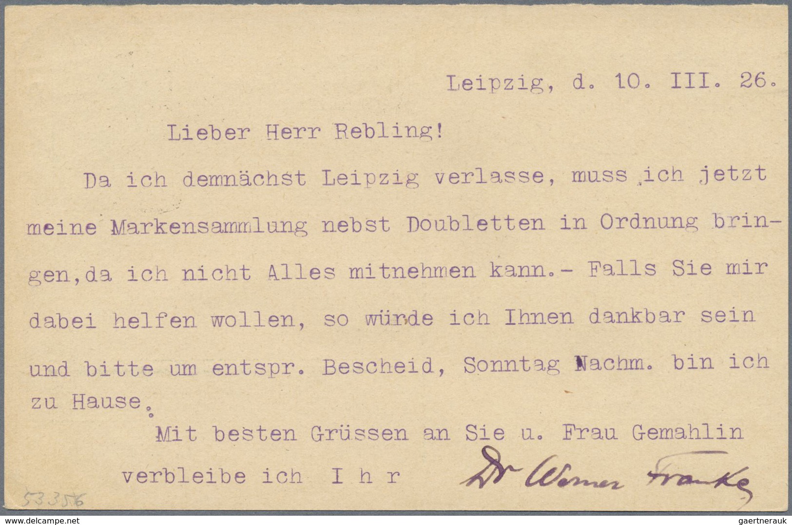 GA Deutsches Reich - Ganzsachen: 1926, 5 Pfg. Adler Antwortteil Mit Fehldruck "rechte 5 In Wertstempel" - Autres & Non Classés