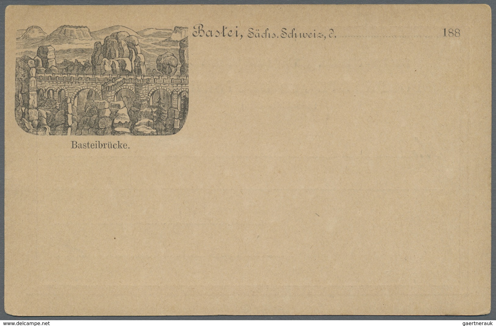 GA Deutsches Reich - Privatganzsachen: 1885 (ca). Privat-Postkarte 10 Pf Ziffer "Bastei" Mit Rs. Bildzu - Autres & Non Classés