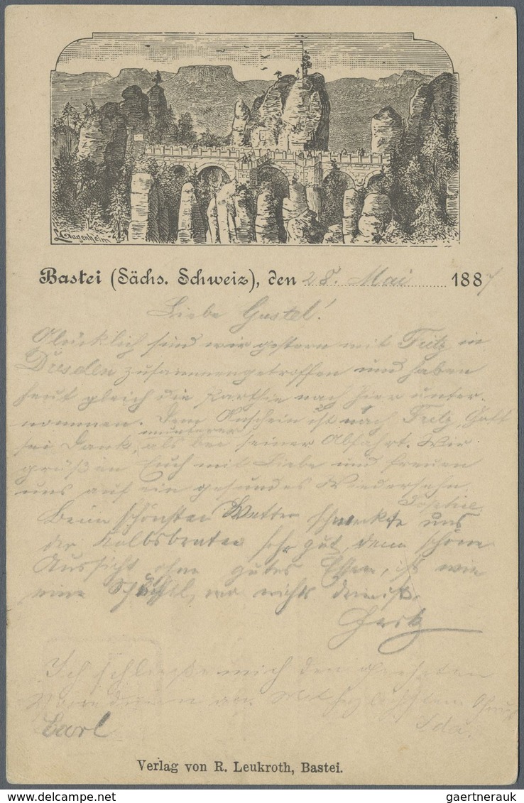 GA Deutsches Reich - Privatganzsachen: 1887, Privatganzsachenkarte Mit Abbildung Bastei (Sächsische Sch - Sonstige & Ohne Zuordnung