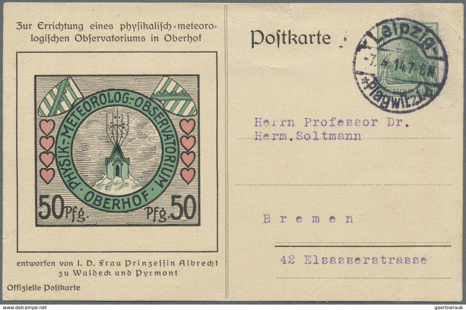 GA Deutsches Reich - Privatganzsachen: 1914, Deutsches Reich. Private Ansichtskarte 5 Pf Germania Für D - Sonstige & Ohne Zuordnung