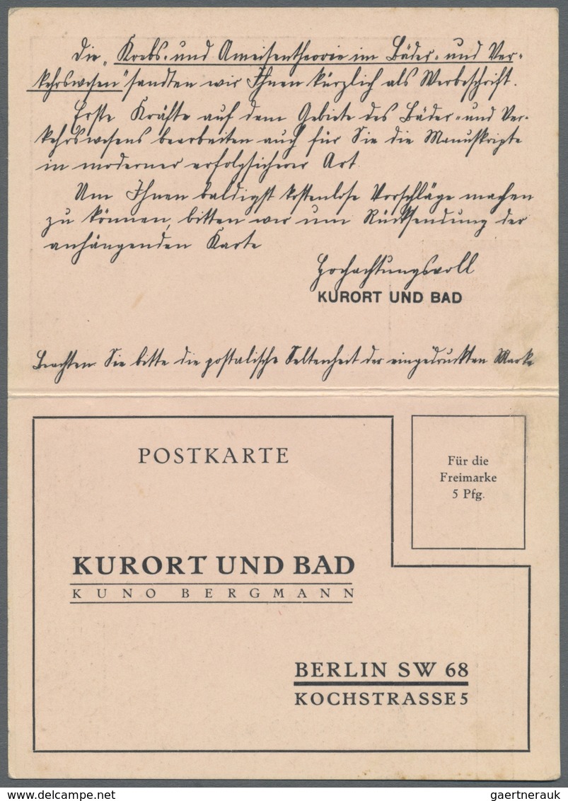 GA Deutsches Reich - Privatganzsachen: 1926. Doppelkarte 3/0 Pf Reichsadler "Kurort Und Bad / Kuno Berg - Altri & Non Classificati