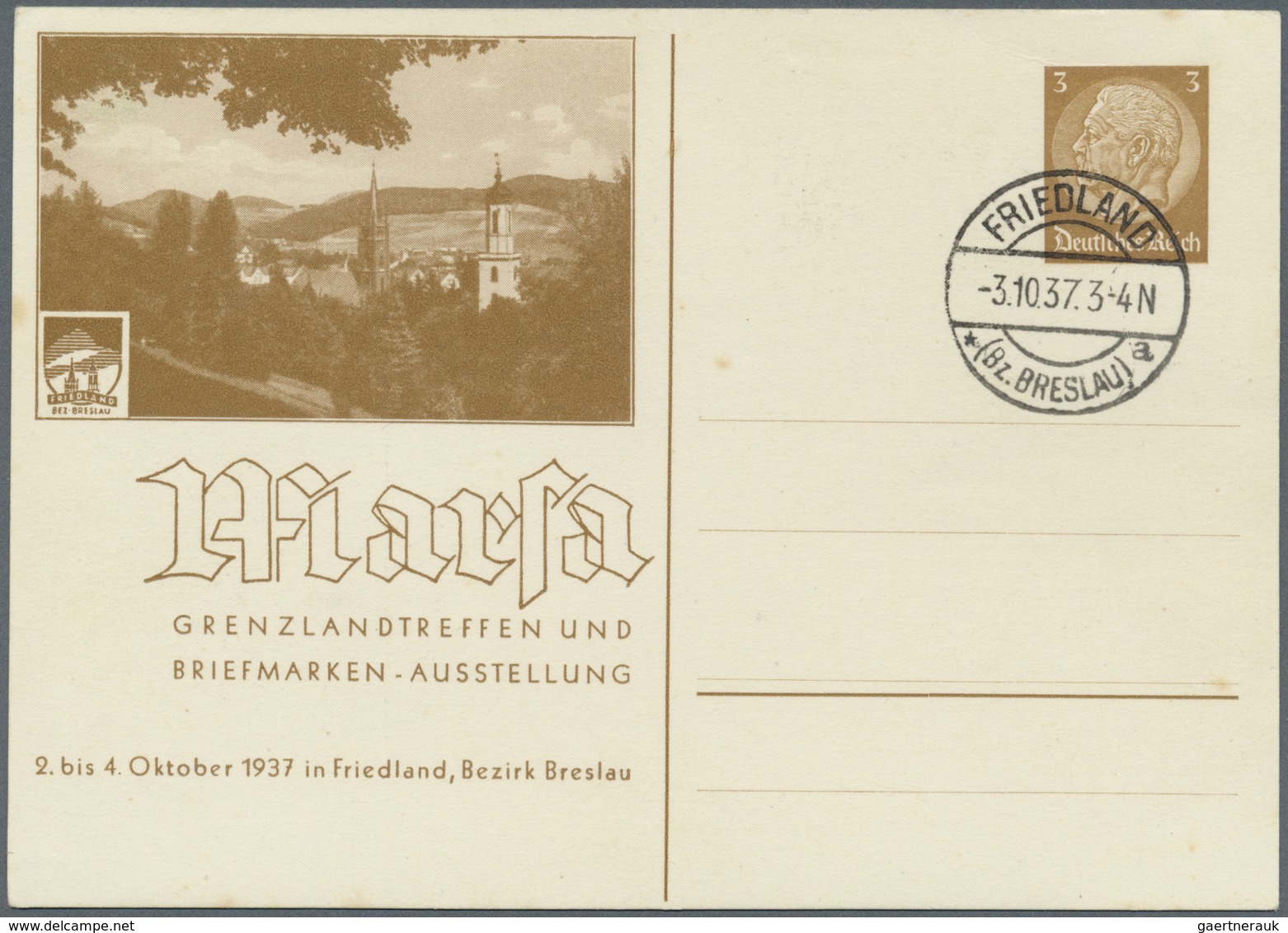 GA Deutsches Reich - Privatganzsachen: 1937, Privat-Postkarte 3 Pf Hindenburg "Marsa, Grenzlandtreffen" - Sonstige & Ohne Zuordnung