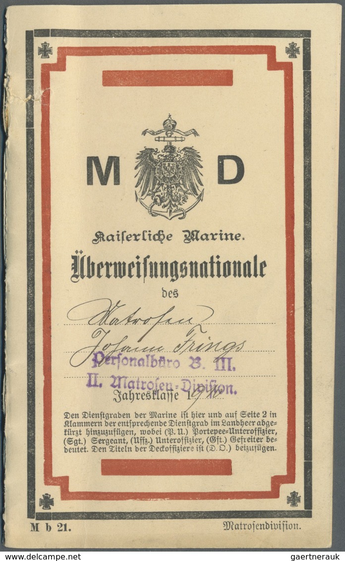 Deutsches Reich - Besonderheiten: 1911/1912:  Kaiserliche Marine Überweisungsnationale II. Matrosend - Autres & Non Classés