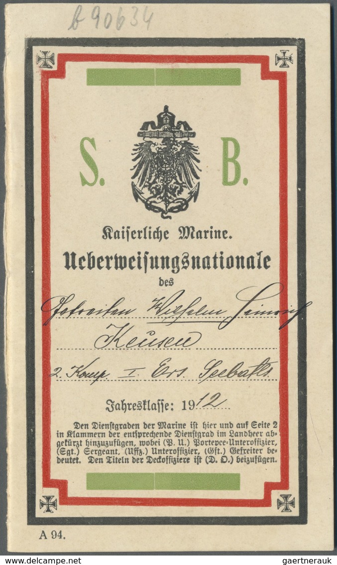 Deutsches Reich - Besonderheiten:  1912/1916: Kaiserliche Marine Überweisungsnationale Jahresklasse - Sonstige & Ohne Zuordnung