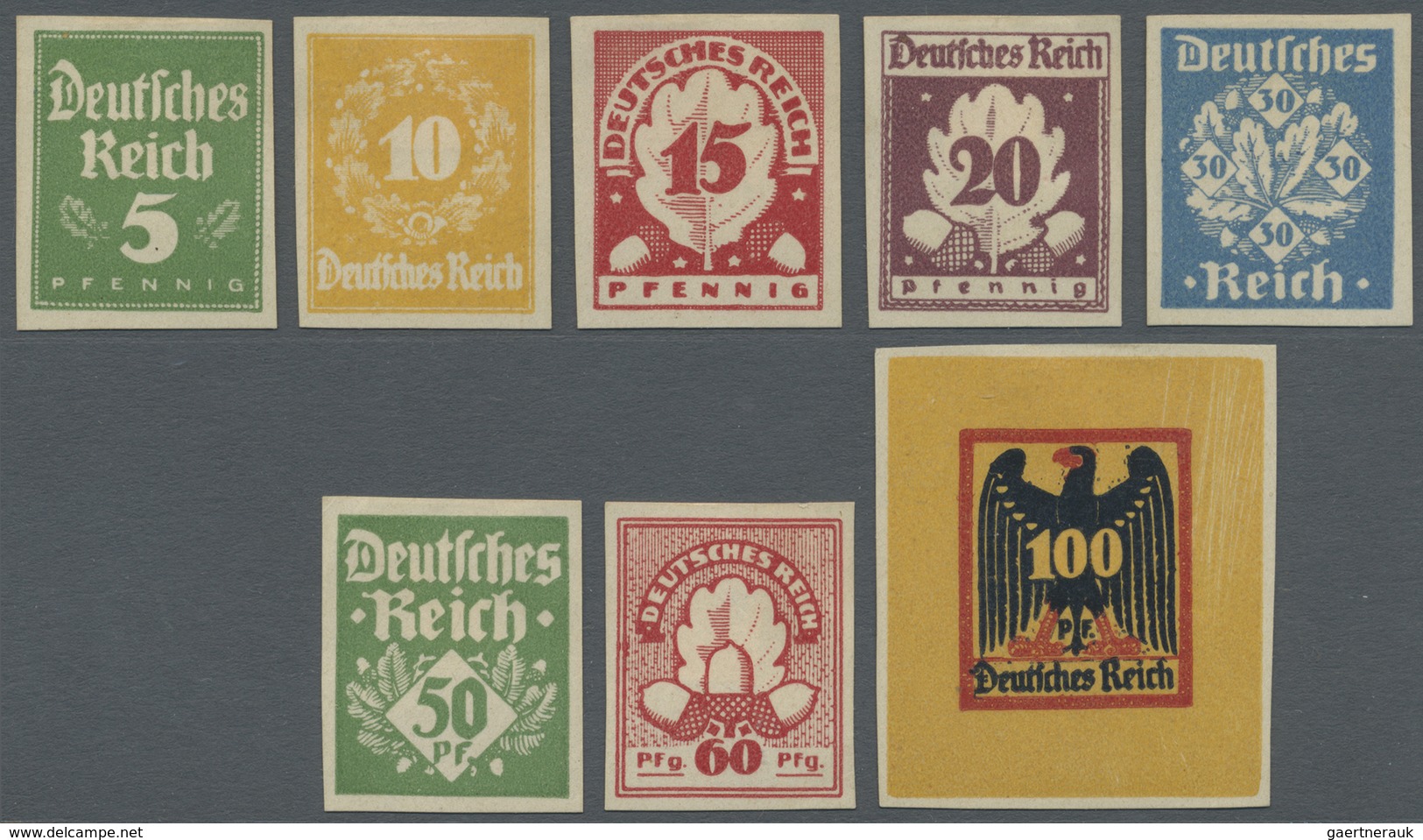 * Deutsches Reich - Besonderheiten: 1918 Ca., Komplette Serie Von 8 Essays In Unterschiedlicher Zeichn - Altri & Non Classificati