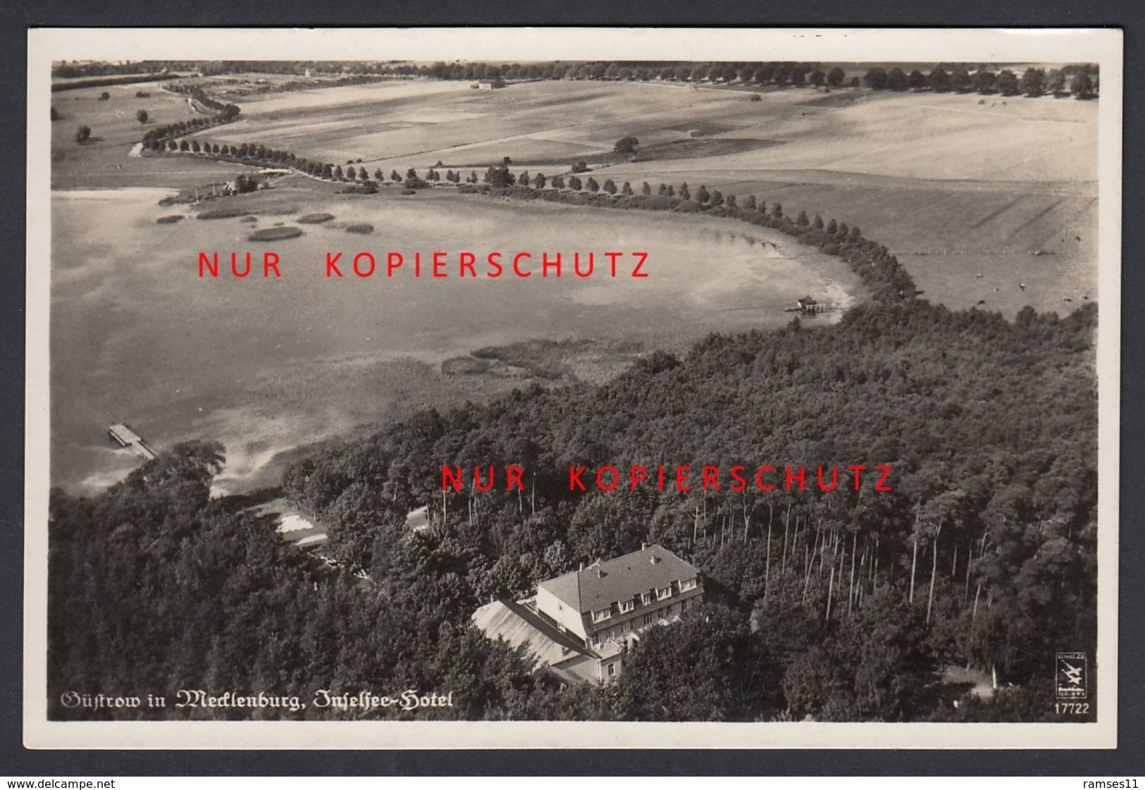 AK Güstrow Mecklenburg - Inselsee Hotel Luftbild 1940 - Guestrow