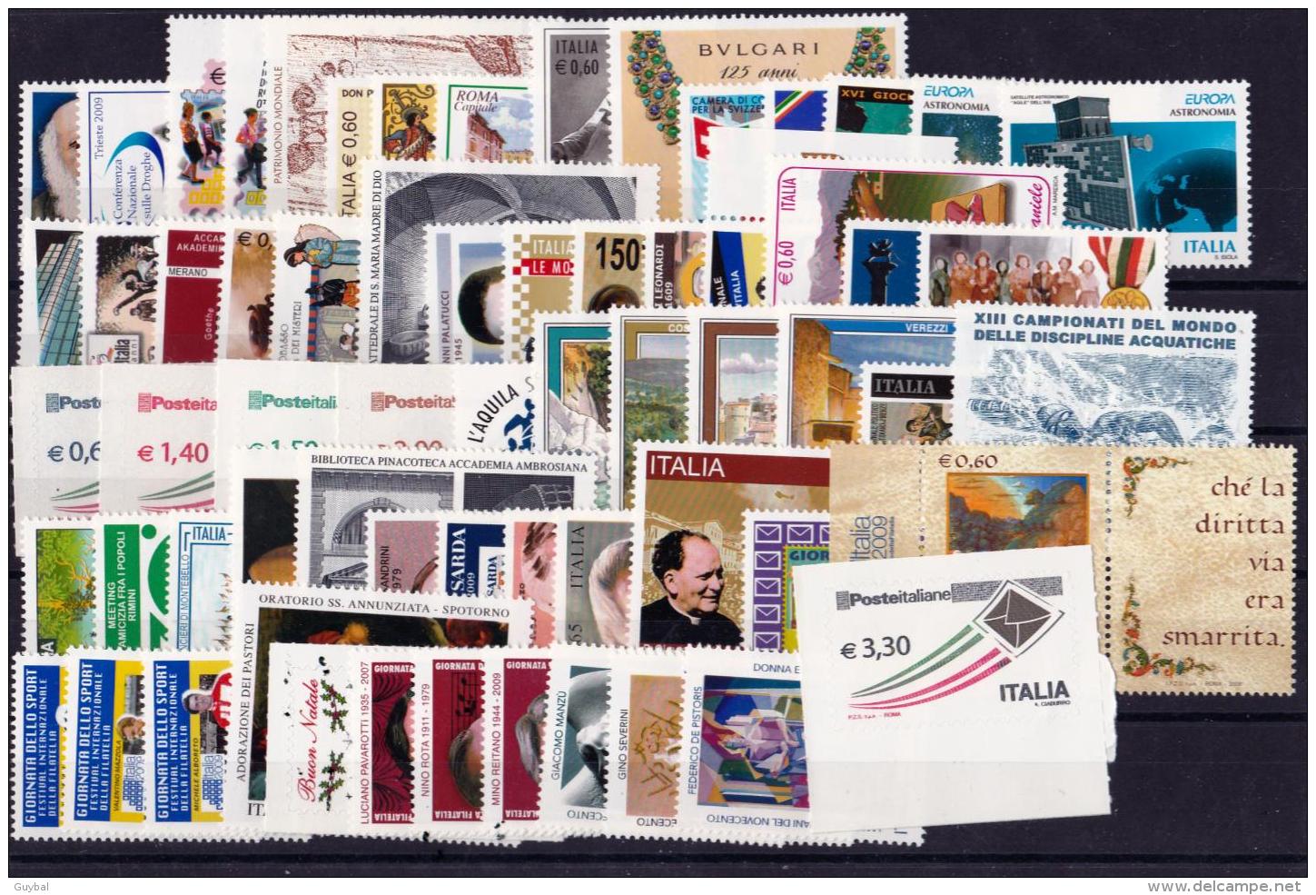 Italia - Italie - Italy - 2009 - 64 Val** + 5 Blocs** + 1 Carnet Soit 70 Val** - Años Completos