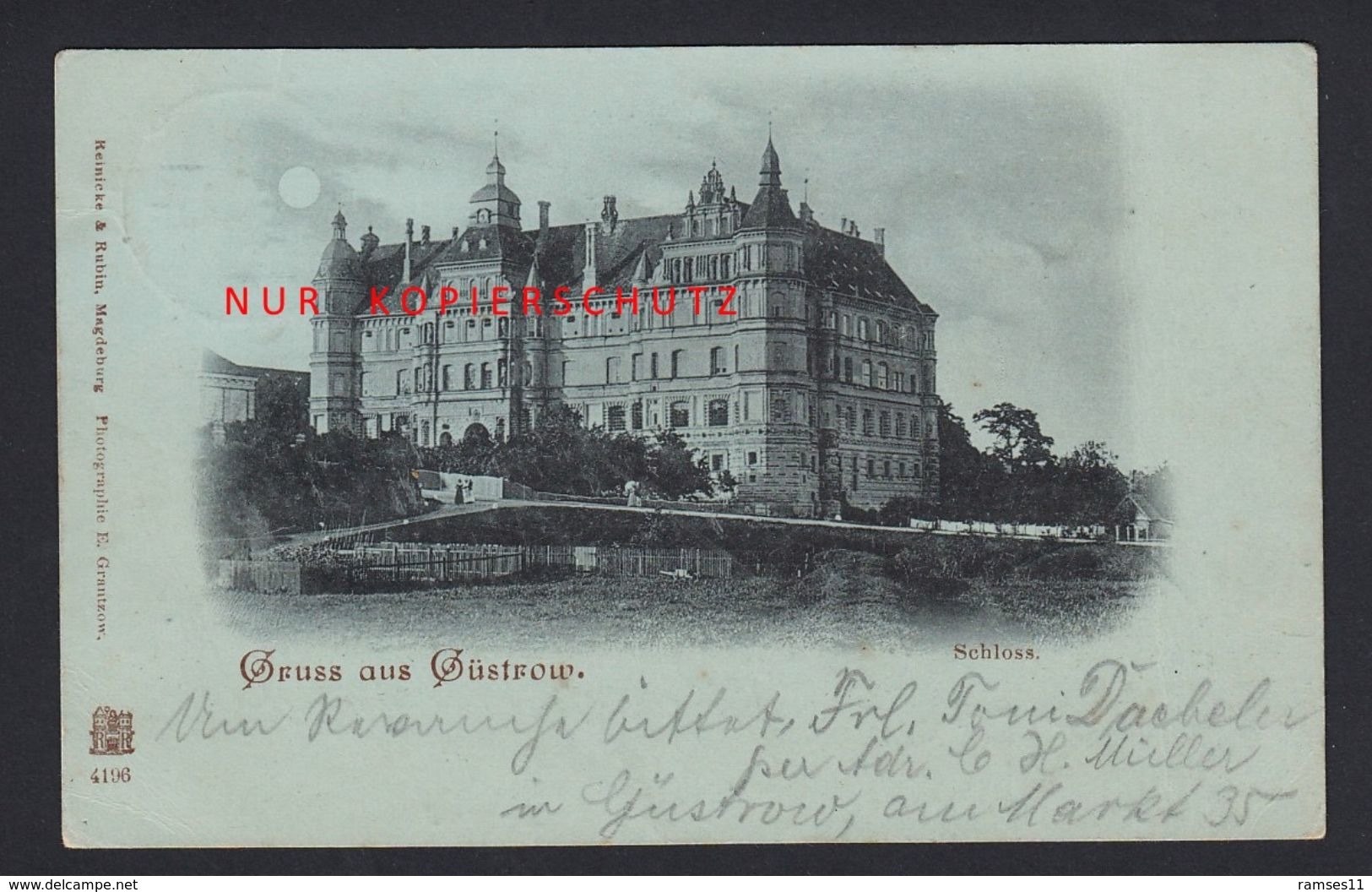 AK Güstrow Mecklenburg - Schloss Mondschein 1899 - Guestrow