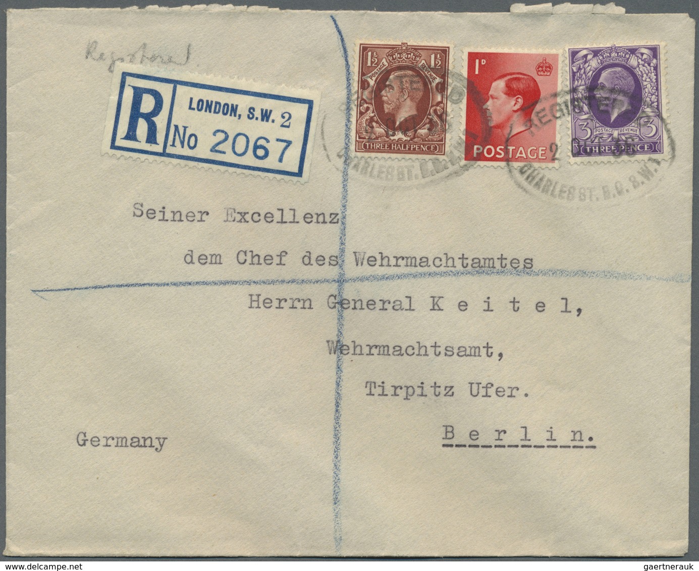 Br Deutsches Reich - Besonderheiten: 1938, General/Generaloberst Wilhelm Keitel (1882-1946): Fünf Brief - Autres & Non Classés