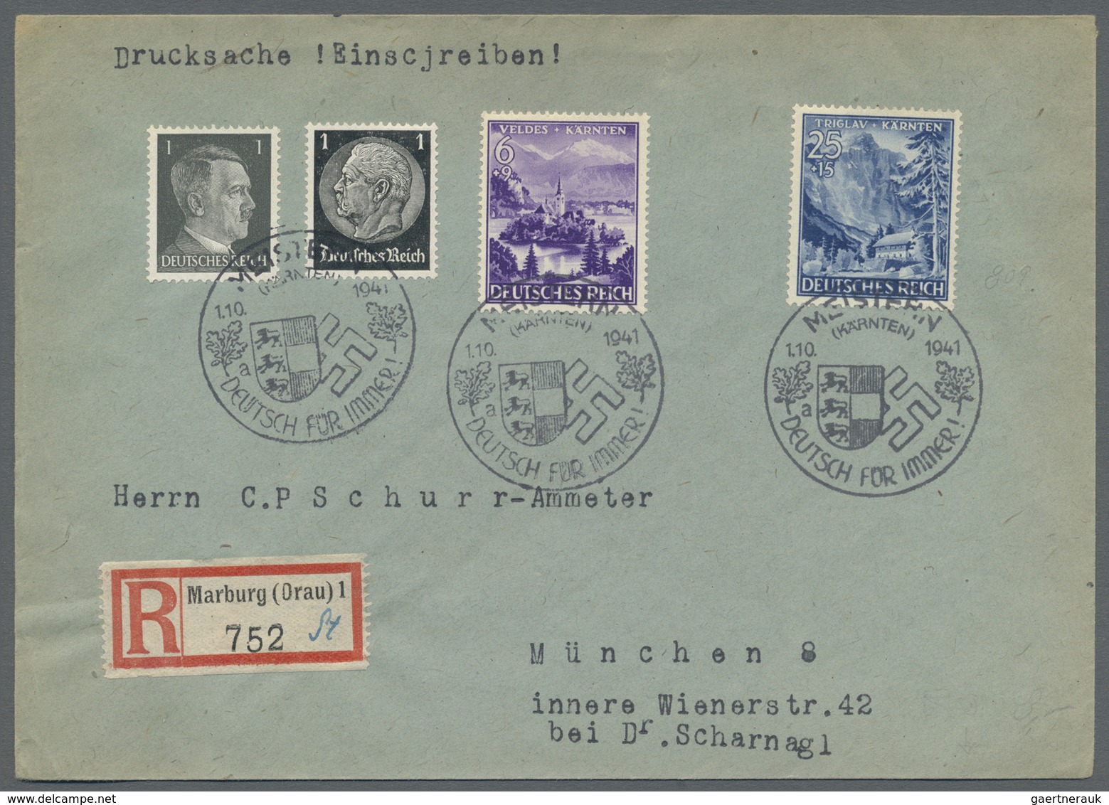 Br Deutsches Reich - Besonderheiten: 1941. Sonder-R-Zettel "Marburg (Drau) 1 / 752, Hands. 'St'" Auf Dr - Autres & Non Classés