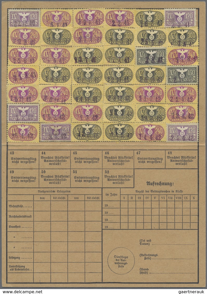 Deutsches Reich - Besonderheiten: Invalidenversicherungskarte, Geklebt Von 12.1940 Bis 6.1942. Die K - Autres & Non Classés