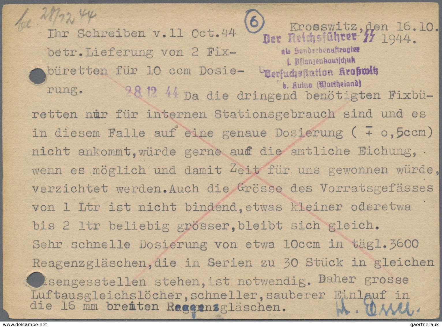 Br Deutsches Reich - Besonderheiten: 1943/1944, "Der Reichsführer-SS Als Sonderbeauftragter  F. Pflanze - Sonstige & Ohne Zuordnung