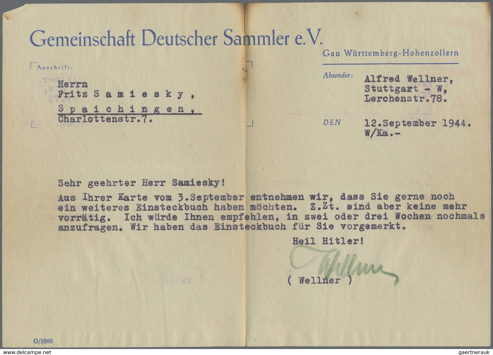 Br Deutsches Reich - Besonderheiten: 1944, 12 Pfg. Freistempel Auf Brief Mit Inhalt! Der Brief Ist Mit - Altri & Non Classificati