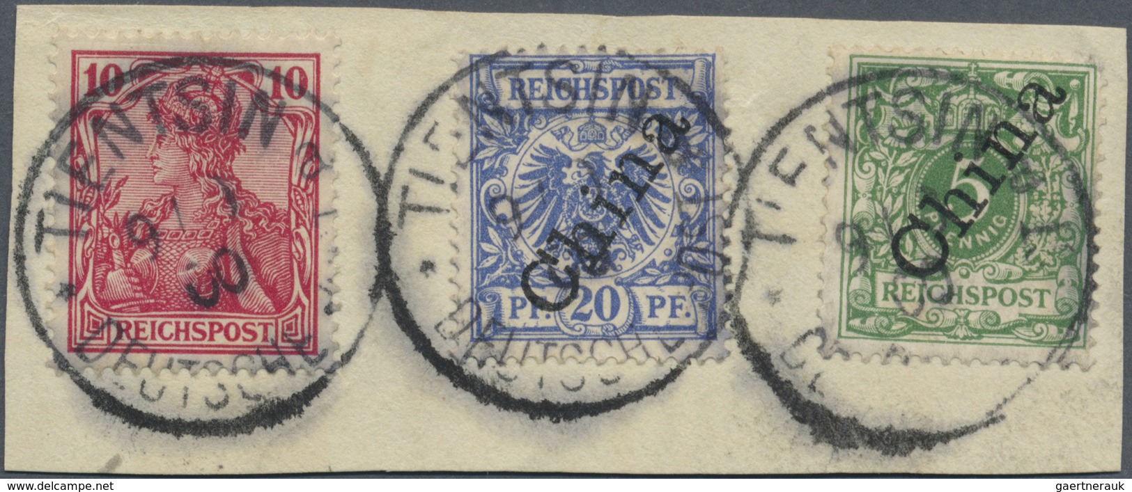 Brfst/O Deutsche Post In China - Mitläufer: 1900, 10 Pf. Germania Reichspost Ohne Aufdruck In Sehr Früher Ve - Chine (bureaux)