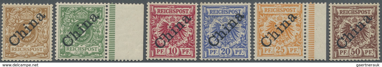 **/* Deutsche Post In China: 1898, 3 Pfg. - 50 Pfg. Krone/Adler Mit Aufdruck, Die Werte Zu 3, 10 Und 20 P - Cina (uffici)