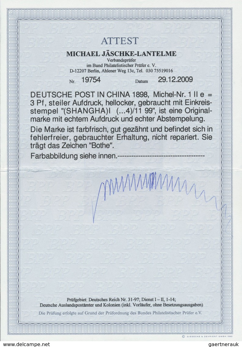 O Deutsche Post In China: 1898, 3 Pfg. Steiler Aufdruck Hellocker, Einwandfrei, Gestempelt, Fotoattest - Cina (uffici)