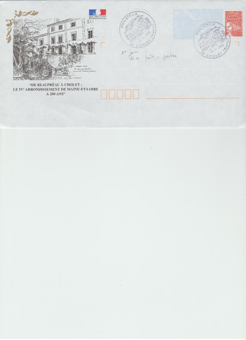 Lettre Du 23-XI-2000, 1er Jour Du PAP"de Beaupréau à Cholet..." - 2000-2009