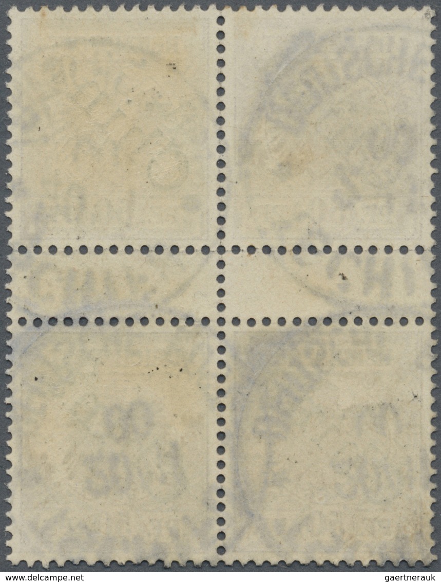 O Deutsche Post In China: 1900, Seltener Zwischensteg-Viererblock Der 1. Ausgabe Mit Diagonal-Aufdruck - Cina (uffici)