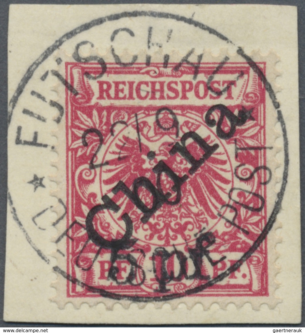 Brfst Deutsche Post In China: 1900, Futschau-Provisorium, 5 Pf Auf 10 Pfg. Diagonaler Aufdruck, Farbfrisch - Cina (uffici)