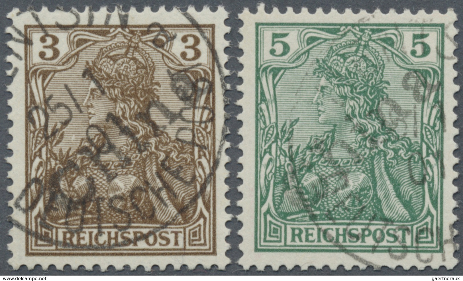 O Deutsche Post In China: 1900, 3 Pf Und 5 Pf Germania Mit HANDSTEMPEL-AUFDRUCK "China" Je Sauber Gest - Chine (bureaux)