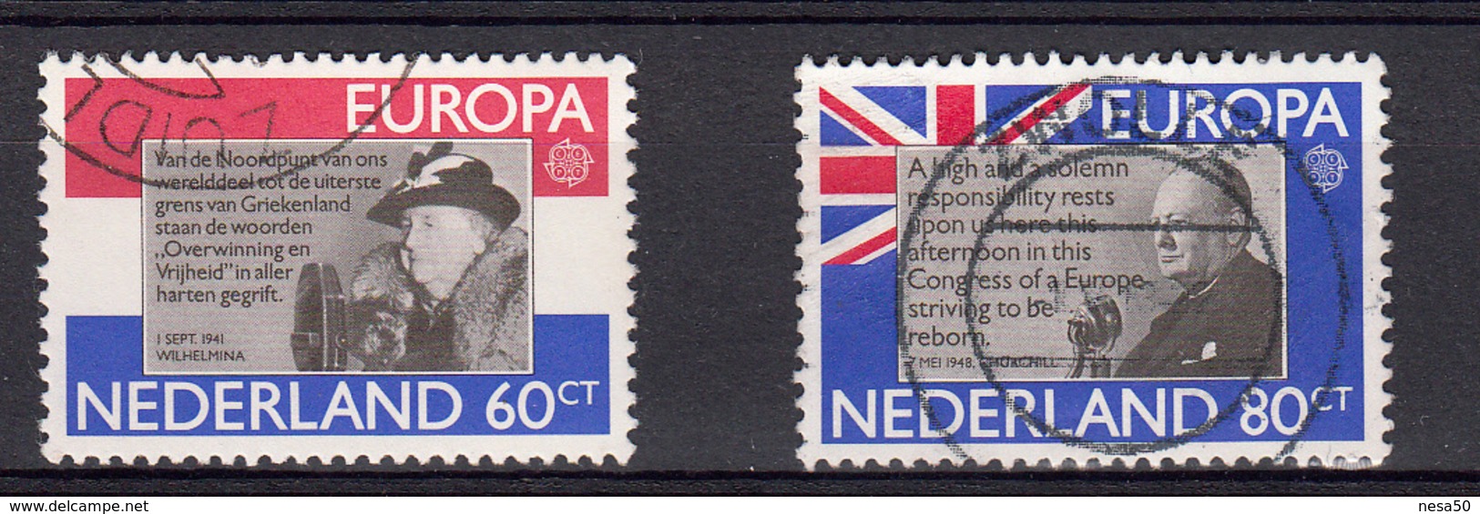 Nederland 1980 Nvph Nr  1207 + 1208, Mi Nr 1168 + 1169 Europa, Koningin Wilhelmina En Winston Churchill - Gebruikt