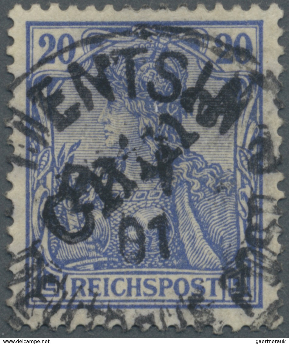O Deutsche Post In China: 1900, 20 Pf Lilaultramarin Mit HANDSTEMPEL-AUFDRUCK "China" Entwertet Mit Ec - Deutsche Post In China