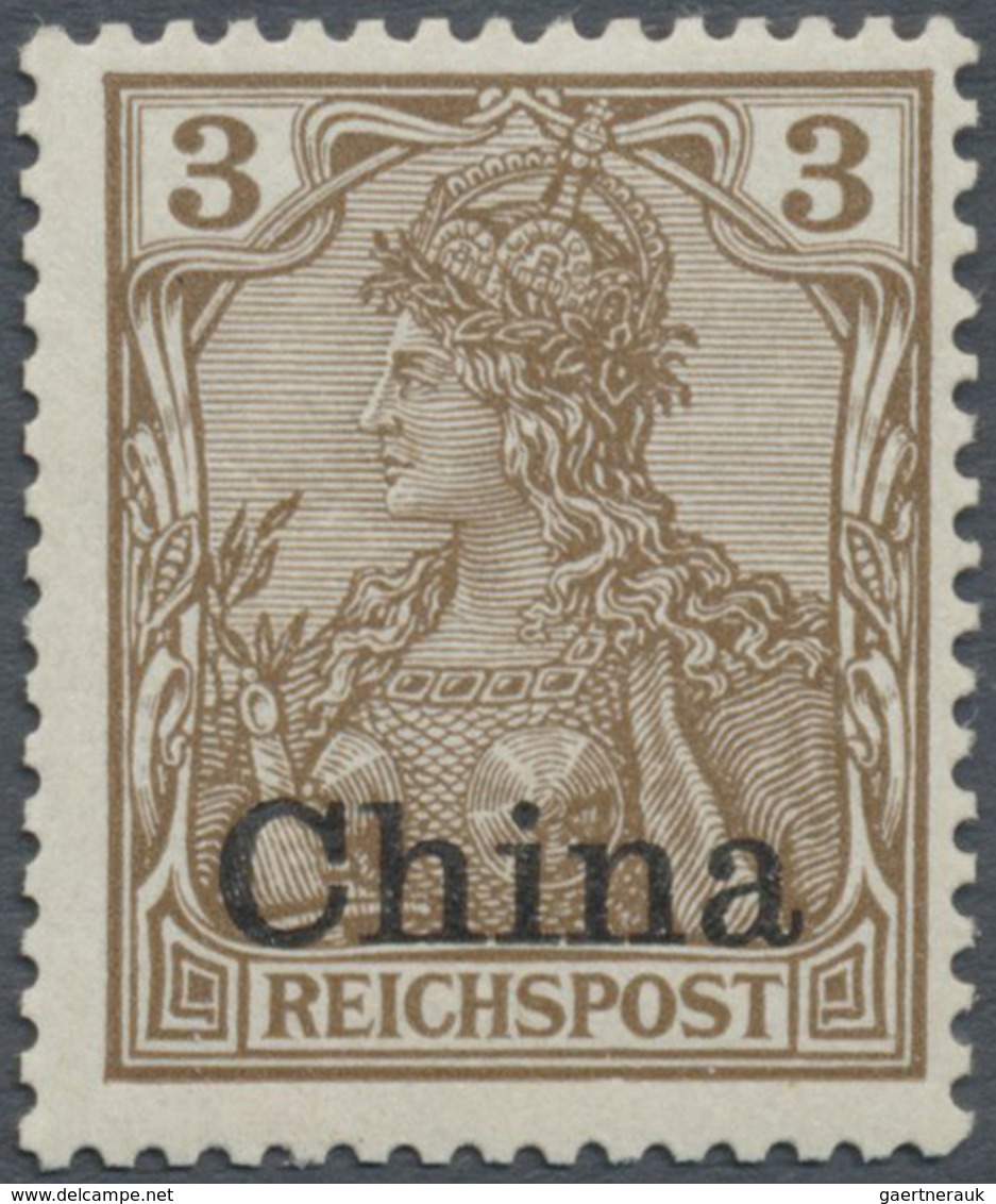 ** Deutsche Post In China: 1901, 3 Pfg. Germania Dunkelorangebraun, Einwandfrei Postfrisch, Signiert Bo - Deutsche Post In China