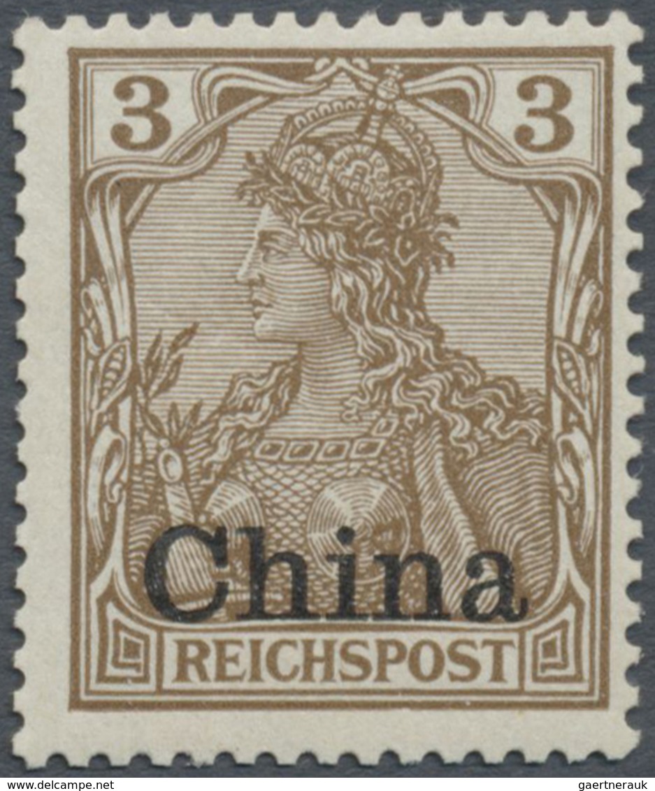 ** Deutsche Post In China: 1901, 3 Pfg. Germania Dunkelorangebraun, Einwandfrei Postfrisch, Signiert Bo - Chine (bureaux)