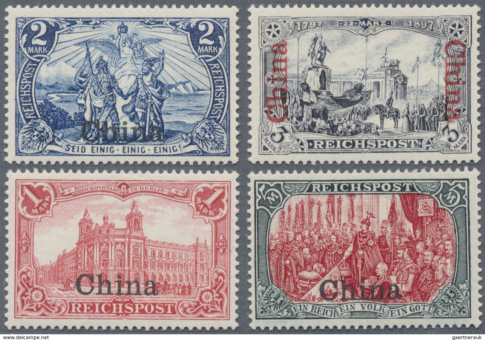 ** Deutsche Post In China: 1901, 1 - 5 Mark Reichspost Mit Überdruck "China", Unsignierte Postfrische L - Cina (uffici)