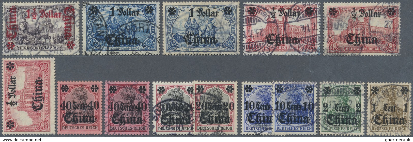 O/* Deutsche Post In China: 1906/19. Lot Mit 1½D, 1D (2x), ½D (3x) Und Weiteren 8 Cent-Werten, 1x ½D Und - Deutsche Post In China