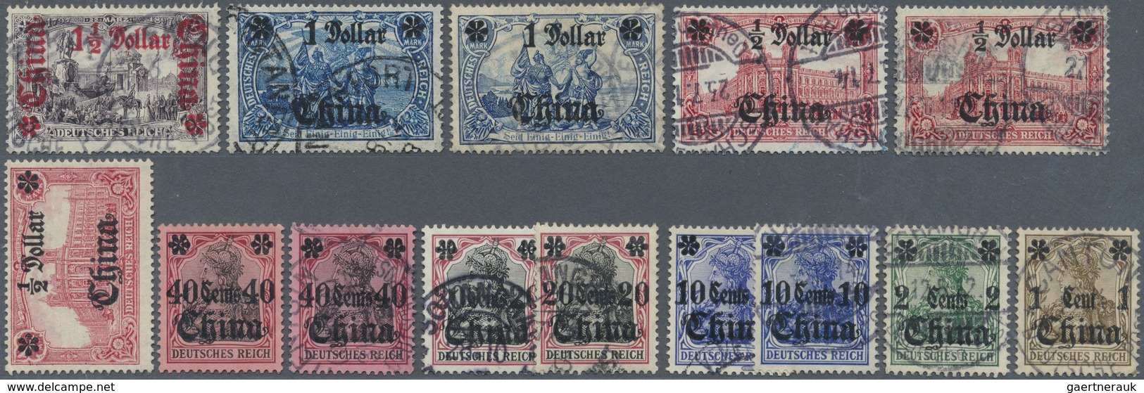 O/* Deutsche Post In China: 1906/19. Lot Mit 1½D, 1D (2x), ½D (3x) Und Weiteren 8 Cent-Werten, 1x ½D Und - Chine (bureaux)