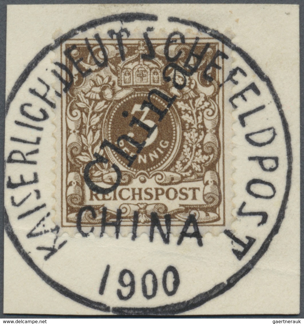 Brfst Deutsche Post In China - Stempel: 1900, Sauberes Briefstück Mit Zentrischem Stempelabdruck Vom Große - Cina (uffici)