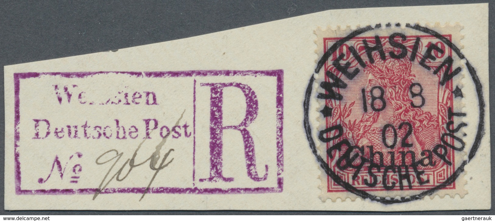 Brfst Deutsche Post In China - Stempel: 1902, Sauberes Briefstück Mit Nebengesetzem R-Stempel Weihsien, De - Cina (uffici)