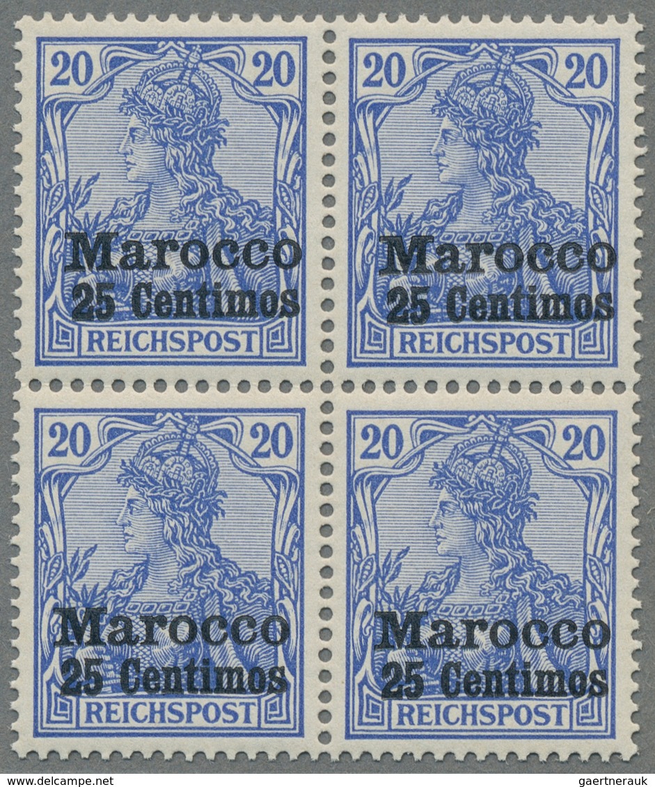 ** Deutsche Post In Marokko: 1900, Der Sog. Fette Aufdruck, Sechs Postfrische Viererblöcke, Dabei Drei - Deutsche Post In Marokko