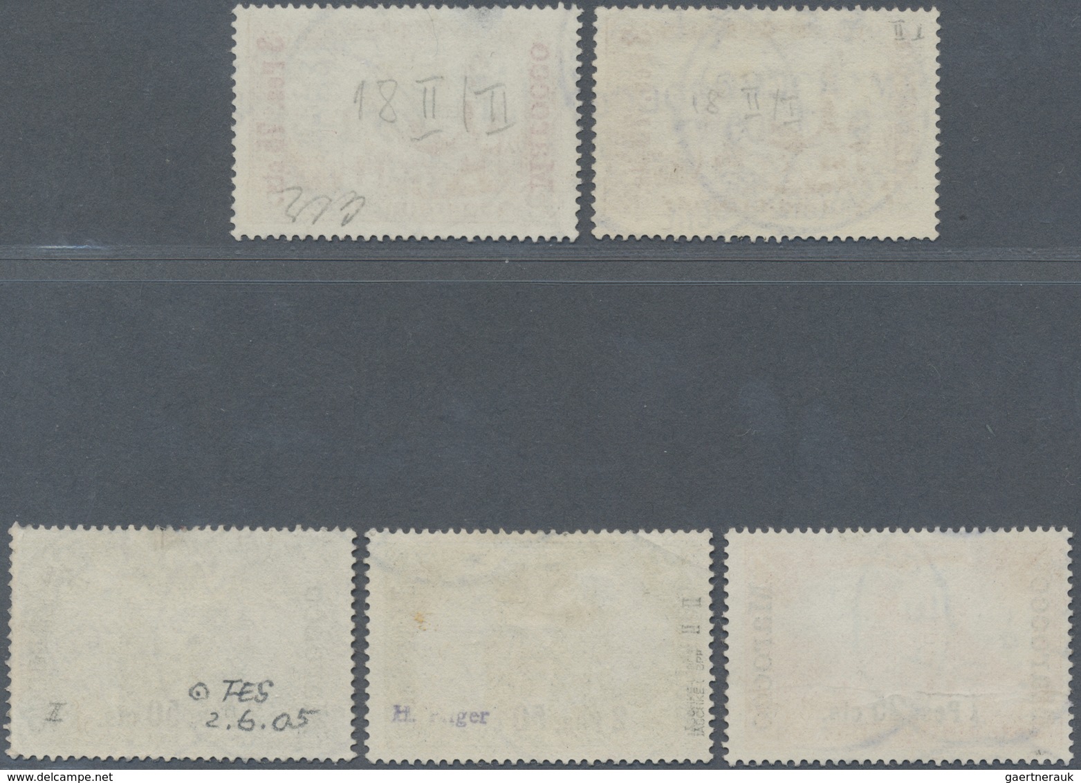 O Deutsche Post In Marokko: 1903/1905. Lot Von 5 Aufdruckwerten, Sauber Gestempelt, Mi-Nrn 16II, 17II/ - Maroc (bureaux)